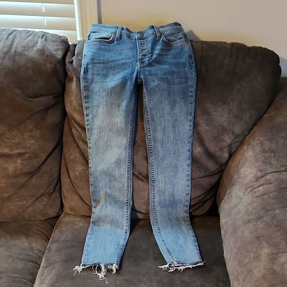 Free people Jeans size 25 jeans skinny jeans Jeggings frayed hem button fly - Picture 7 of 8